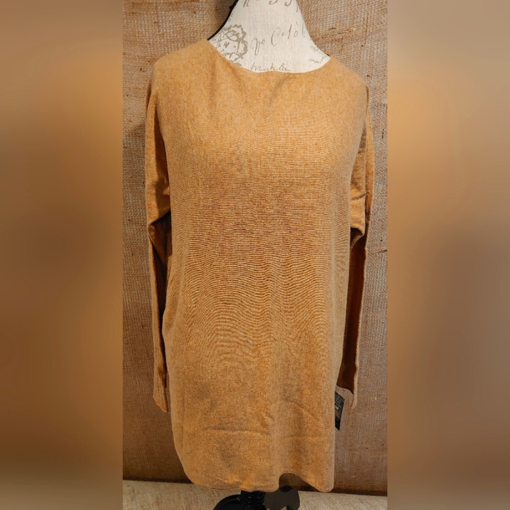 Inc Shirt Tail Tunic Tan/Carmel Acrylic/Nylon/Wool Sweater Size XL